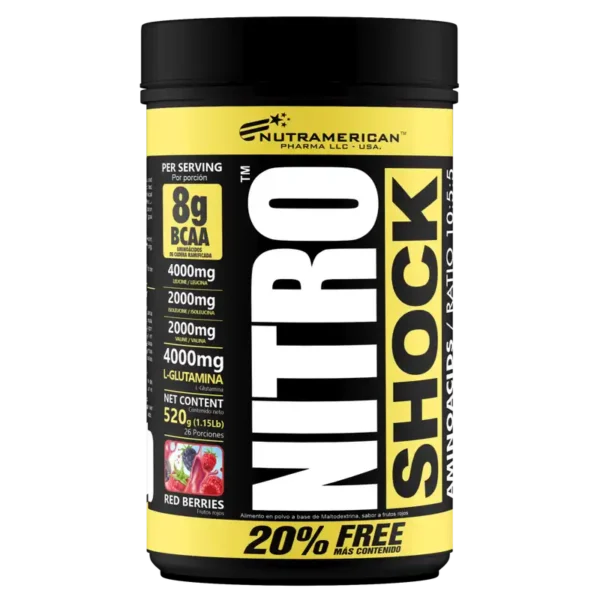 Nitro Shock BCAA + Glutamina 520g | Aminoácidos 10:1:1 Nutramerican