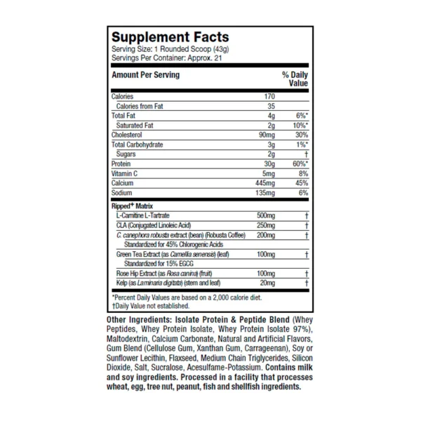 Nitro Tech Ripped Vainilla 2lb | Proteína para definición muscular y pérdida de grasa en Colombia - VitalSport - Image 2
