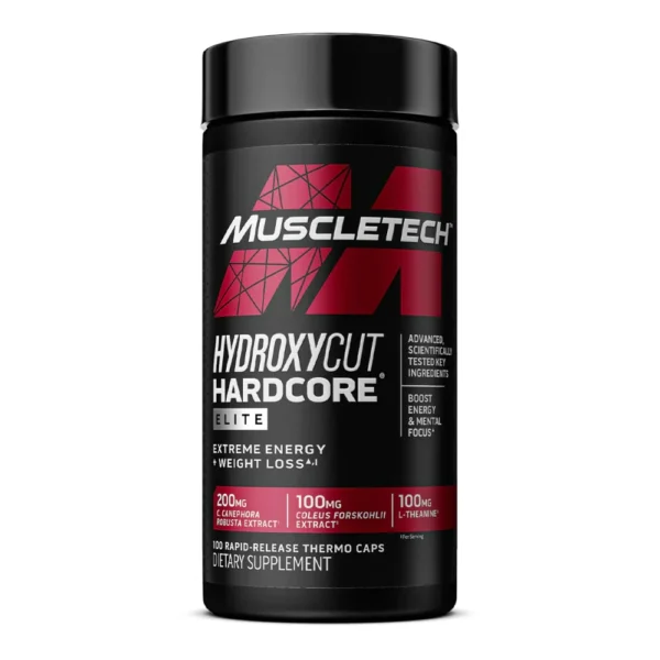 Hydroxycut Hardcore Elite Muscletech 100 cápsulas | Quemador de grasa y energía extrema - VitalSport