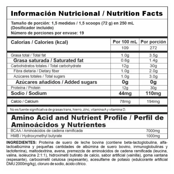 Bi-Pro MASS 3LB Vainilla | Proteína con HMB y BCAA - VitalSport - Image 2