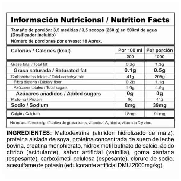 Megaplex Creatine Power 10LB Vainilla | 44g Proteína + HMB + BCAA - VitalSport - Image 2